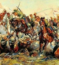 Bitwa pod Krechowcami - fragment obrazu z 1920 r. Źródło: dobroni.pl
