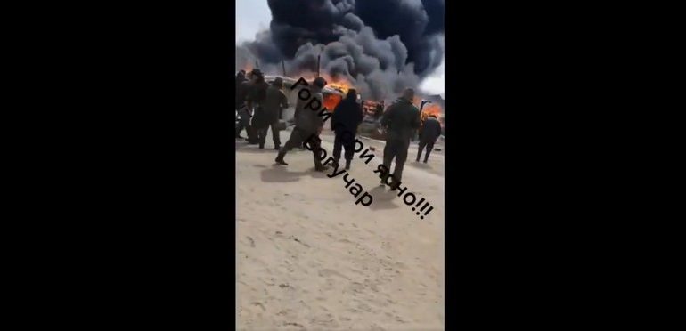 W obozie rosyjskich wojsk 45 kilometrów od granicy Ukrainy wybuchł pożar (WIDEO)