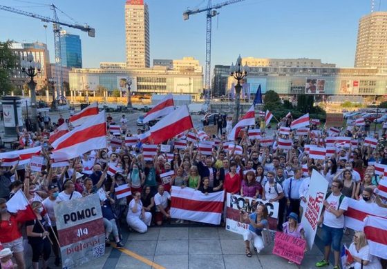 Demonstracja poparcia dla wolnej Białorusi w Warszawie