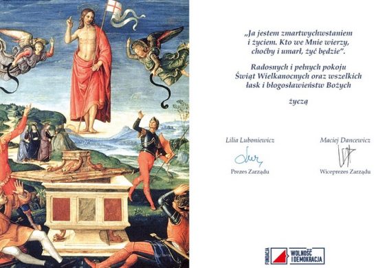 Życzenia z okazji Świąt Wielkanocnych od Fundacji Wolność i Demokracja