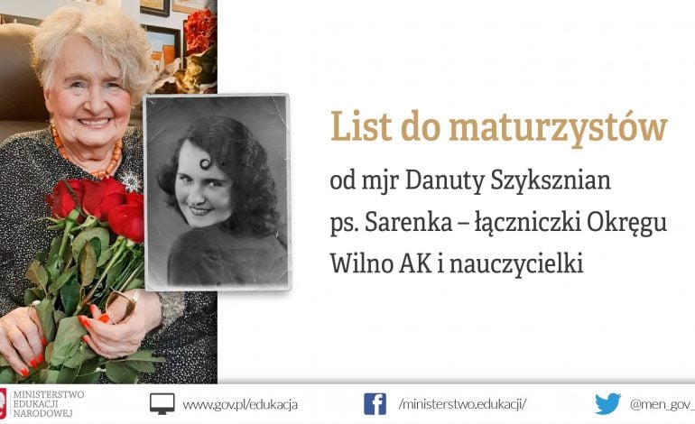 Łączniczka Okręgu Wilno AK apeluje do maturzystów: zostańcie w domu i uczcie się!