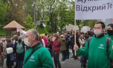 Protest właścicieli restauracji przez Radą Ministrów Ukrainy