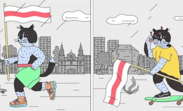 Jak Banksy. Artysta wspiera białoruskie protesty