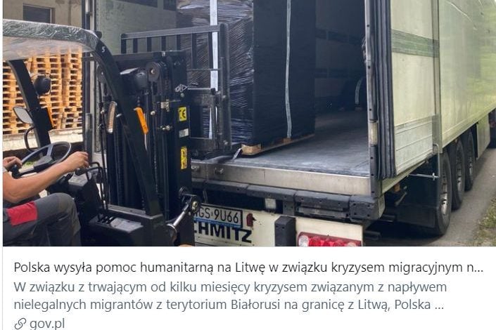 Polska wysyła pomoc humanitarną na Litwę w związku z kryzysem migracyjnym