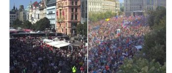Demonstracja na Placu Wacława w Pradze 3.09.2022. Fot: twitter.com/PolicieCZ