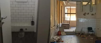 Splądrowana toaleta w restauracji Palazzo w Chersoniu