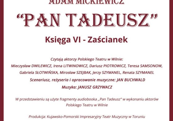 Aktorzy Polskiego Teatru w Wilnie czytają kolejną księgę „Pana Tadeusza”