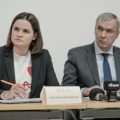 Swietłana Tichanowskaja i członek Zjednoczonego Gabinetu Przejściowego Paweł Łatuszka. Warszawa, Polska. 2 grudnia 2022 r. fot. Karina Paszko/ Biełsat