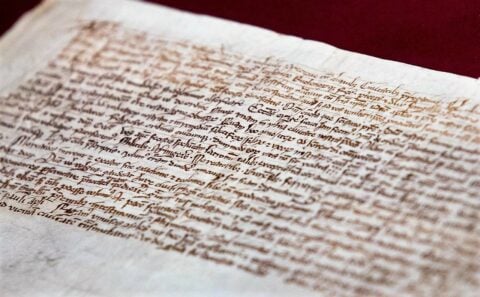 Kolorowa fotografia jednego z listów Wielkiego Księcia Litewskiego Giedymina, które zostały wysłane do Niemiec 26 maja 1323 roku