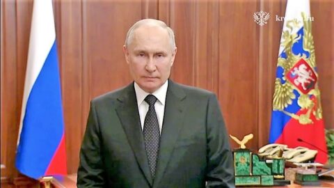 Kolorowa fotografia prezydenta Władimira Putina