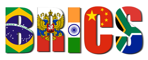 Logo grupy BRICS – państw: Brazylia, Federacja Rosyjska, Indie, Chiny i Republika Południowej Afryki
