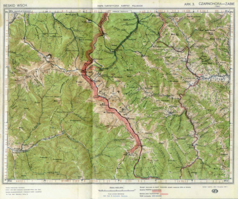 Kolorowa mapa turystyczna Karpat Wschodnich, Beskid Wschodni, ark. 3: Czarnohora–Żabie, Warszawa 1928