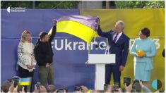 Zełenski z flagą z Bachmutu wygłosił w Wilnie historyczne przemówienie: „Żadnych okupacji w Europie”