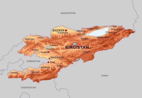 Kolorowa mapa Kirgistanu