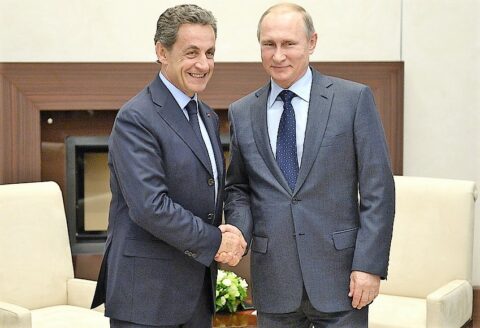 Prezydent Francji Nicolas Sarkozy i prezydent Federacji Rosyjskiej Władimir Putin