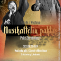 Kolorowy plakat zapraszający na uroczyste otwarcie wystawy planszowej „Pakt zbrodniarzy – Nusikaltėlių paktas”, które odbędzie się w środę 23 sierpnia 2023 r., na Zamku w Miednikach (ul. Šv. Kazimiero 2)