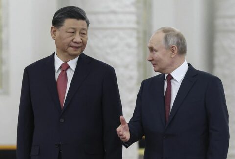 Zdjęcie z wizyty w Moskwie przywódcy Chin Xi Jinping.