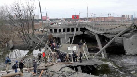 Zburzony most w Irpieniu Fot. Twitter