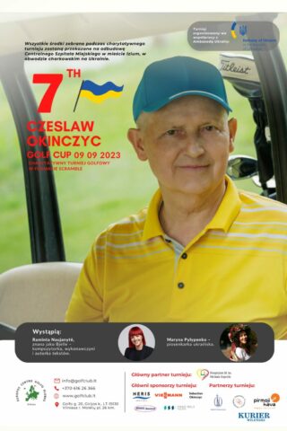 Plakat zapraszający na 7th Czesław Okińczyc Golf Cup 2023