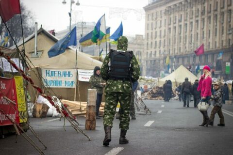 Majdan Niepodległości w Kijowie, rok 2014 Fot. Wikimedia Commons