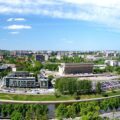Panorama z Wieży Giedymina na nowoczesne zabudowania Wilna (Litwa).