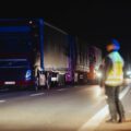 Kolumna TIR-ów. Fot. Policia SR Kosicky Kraj
