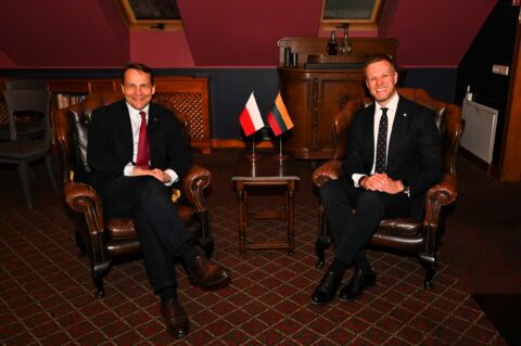 Minister spraw zagranicznych Polski Radosław Sikorski i minister spraw zagranicznych Litwy Gabrielius Landsbergis, Wilno, 11 stycznia 2024 r.Fot. gov.pl/MSZ
