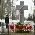 Uroczystości pod pomnikiem w Koniuchach odsłoniętym w maju 2004 roku, 28 stycznia 2024 r. Fot. salcininkai.lt