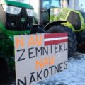 Rolnicy w poniedziałek 5 lutego w ramach protestu wyjechali na łotewskie ulice traktorami Fot. Twitter/Delfi