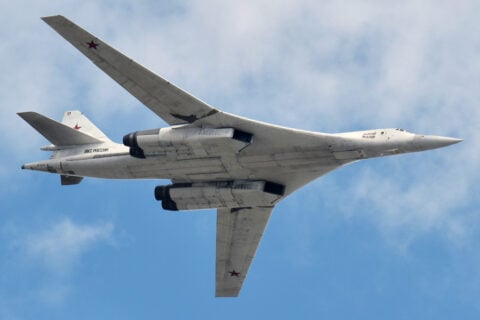 Bombowiec strategiczny Tupolew Tu-160 w locie Fot. Wikipedia – domena publiczna