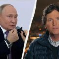 Carson został pierwszym zachodnim dziennikarzem, który przeprowadził wywiad z Putinem od początku wojny na pełną skalę na Ukrainie. Fot: Kolaż UNIAN, zrzuty ekranu