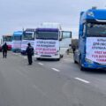 Akcja protestacyjna ukraińskich przewoźników przeciwko blokadzie granicy, 15 lutego 2024. Fot. Suspilne Łuck