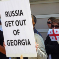 Manifestacja sprzeciwu wobec rosyjskiej okupacji części Gruzji
