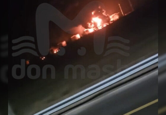 Magazyn ropy trafiony! Łuna na rosyjskim niebie