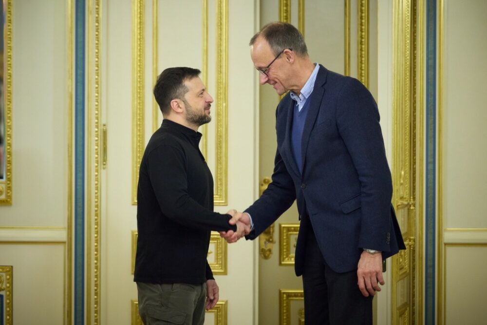 Merz zadeklarował dalszą pomoc wojskową w jej wojnie przeciw rosyjskiej agresji. Fot: president.gov.ua