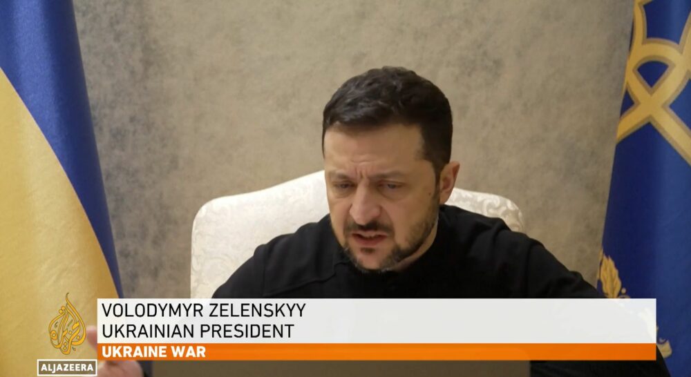 Prezydent Wołodymyr Zełenski. Fot: PrtSc/aljazeera.com