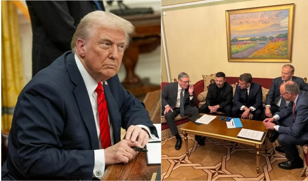 Donald Trump i przywódcy Wlk. Brytanii, Ukrainy, Francji, Polski i Niemiec.