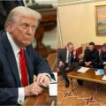 Donald Trump i przywódcy Wlk. Brytanii, Ukrainy, Francji, Polski i Niemiec.