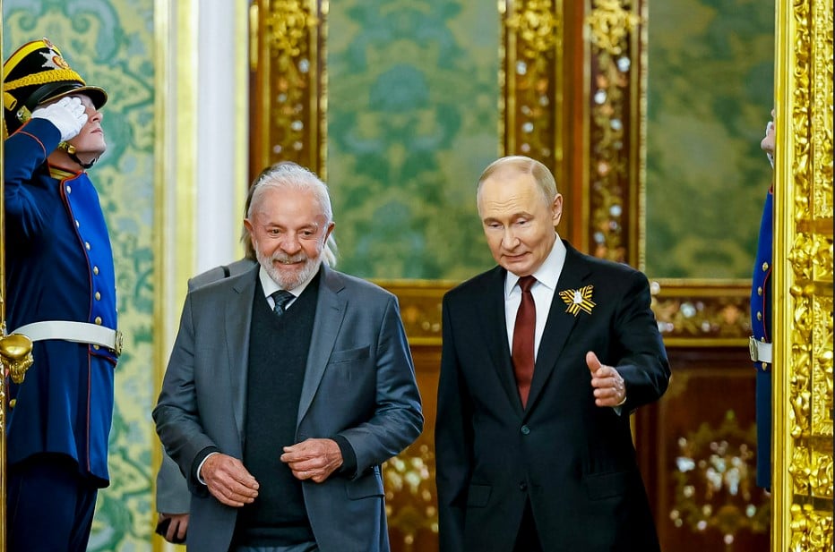 09.05.2025 - Spotkanie z Prezydentem Federacji Rosyjskiej Władimirem Putinem - Wielki Pałac KremlaPrezydent Republiki Luiz Inácio Lula da Silva podczas spotkania z Prezydentem Federacji Rosyjskiej Władimirem Putinem. Kreml, Rosja - Moskwa.