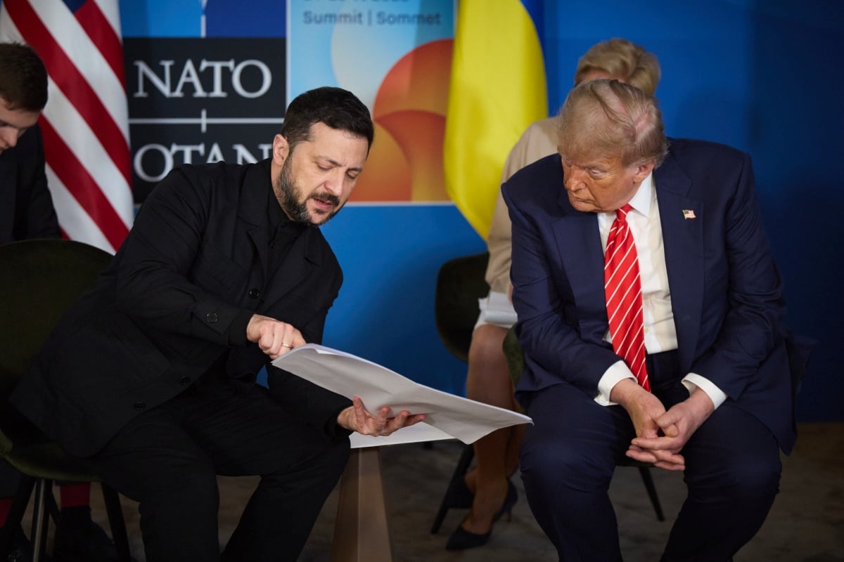 Wołodymyr Zełenski i Donald Trump podczas szczytu NATO w Hadze