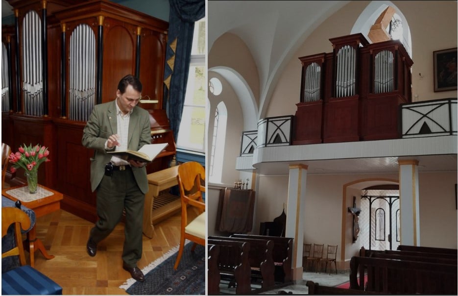 Minister Radosław Sikorski i organy. Fot: @katolik_life