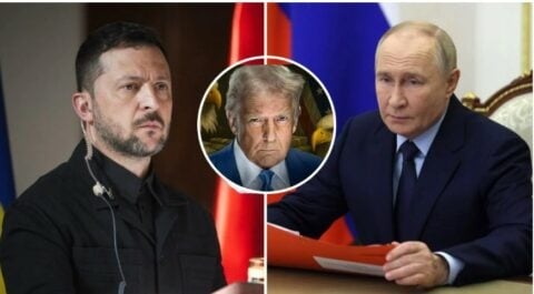 Donald Trump skomentował sytuację wokół wojny w Ukrainie, Kolaż: Glavred, fot. OP, kremlin.ru, facebook.com/WhiteHouse