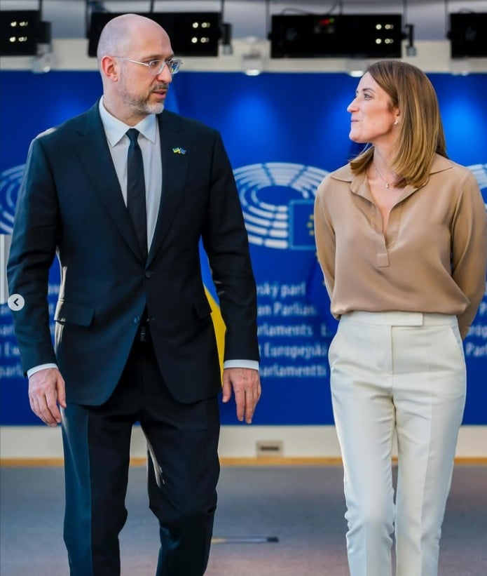 Denys Szmyhal i Roberta Metsola. Fot: instagram.com/roberta.metsola