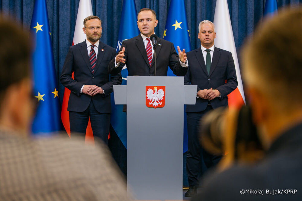 Prezydent Polski Karol Nawrocki podczas briefingu 25.08.2025. Fot: Mikołaj Bujak/KPRP