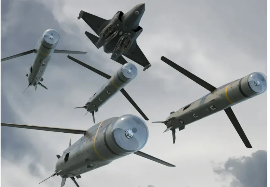 Wizualizacja amunicji o zwiększonym zasięgu (ERAM) wystrzelonej z myśliwca F-35. (Źródło: Boeing)