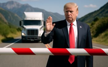 Stop, Wowa, tędy nie wjedziesz! Trump stoi na drodze i nie wpuszcza...