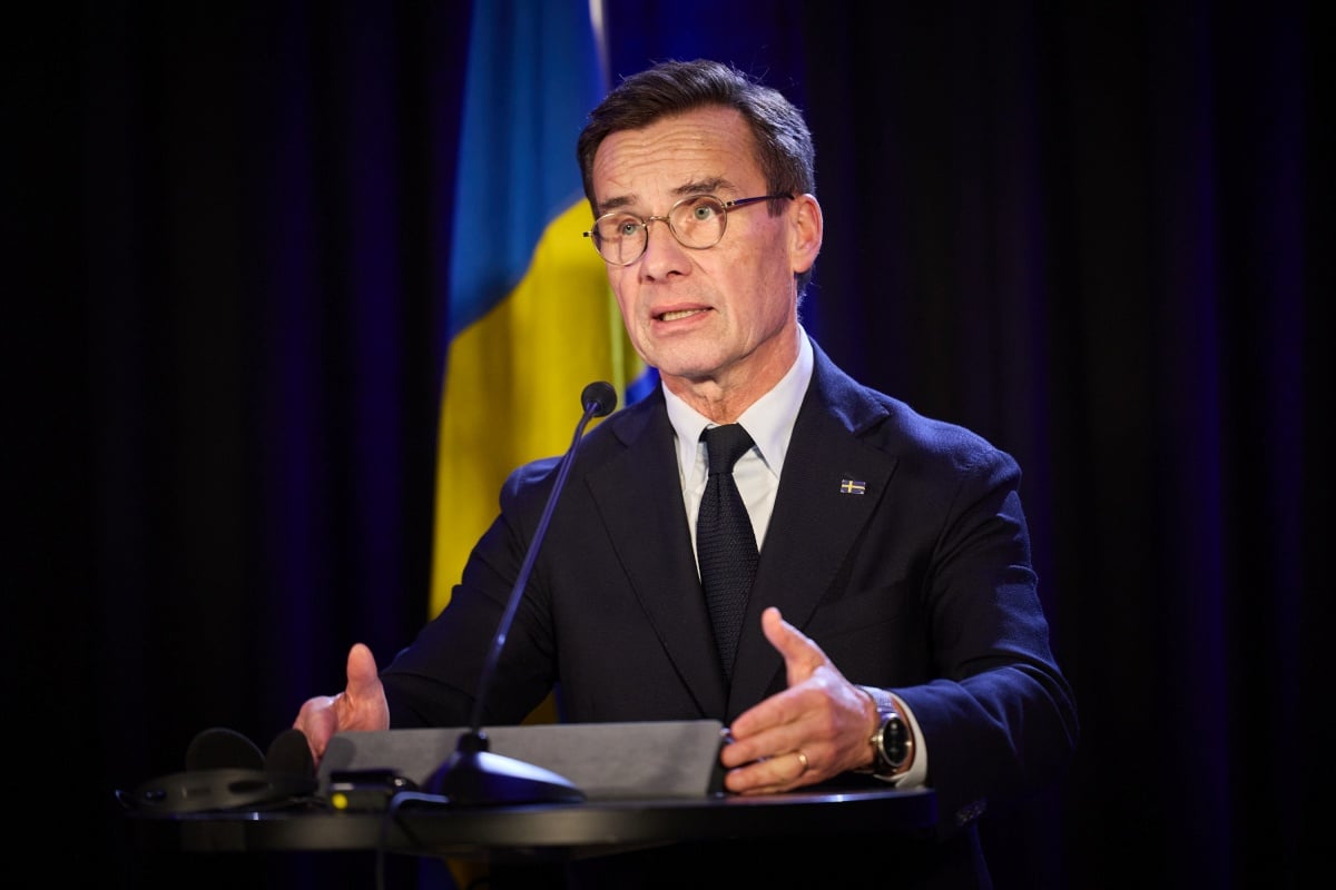 Premier Szwecji Ulf Kristensson podczas szytu nordycko-ukraińskiego w Reykjaviku