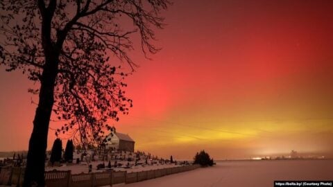 Zorza polarna w okolicach Grodna