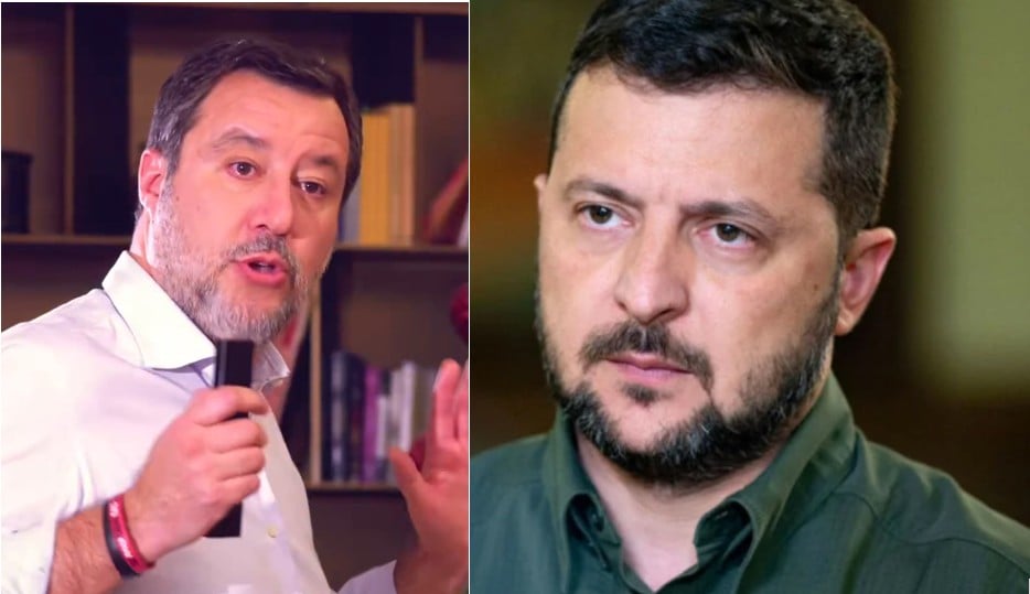 Matteo Salvini i Wołodymyr Zełenski. Fot:  PrtSc x.com/matteosalvinimi/president.gov.ua