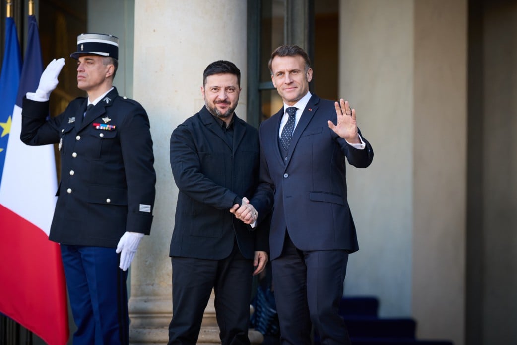 Wołodymyr Zełenski i Emmanuel Macron